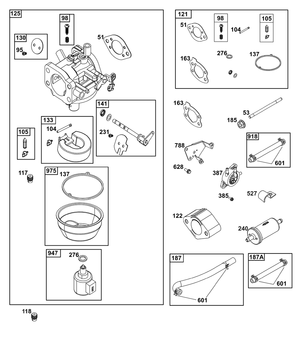 Carburetor And Fuel Supply Group Diagram and Parts List for 305777-0160-B5 200000 - 399999 Briggs and Stratton Engine